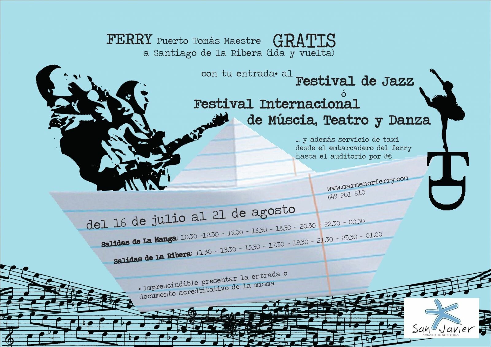 FERRY GRATUITO IDA Y VUELTA DESDE LA MANGA PARA USUARIOS DE LOS FESTIVALES DE JAZZ Y TEATRO